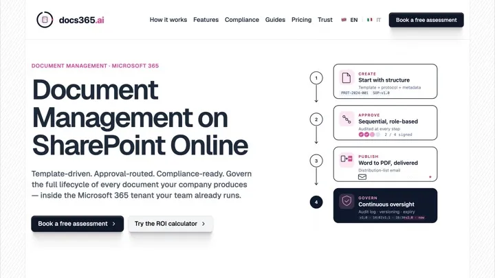 La home page di docs365.ai