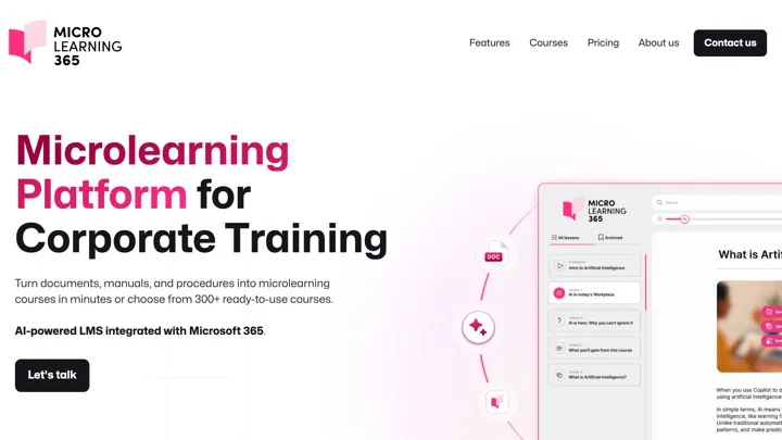 La home page di microlearning365
